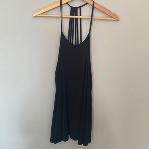 Black, strappy backless, racer back tank top